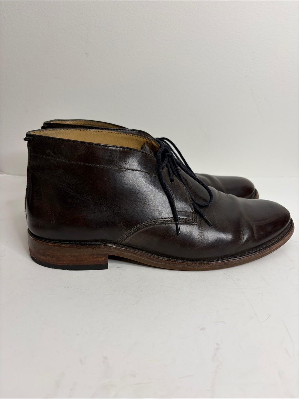 Frye Chukka Boots Mens 10.5 D Dark Brown Leather Lace Up Dress Classic